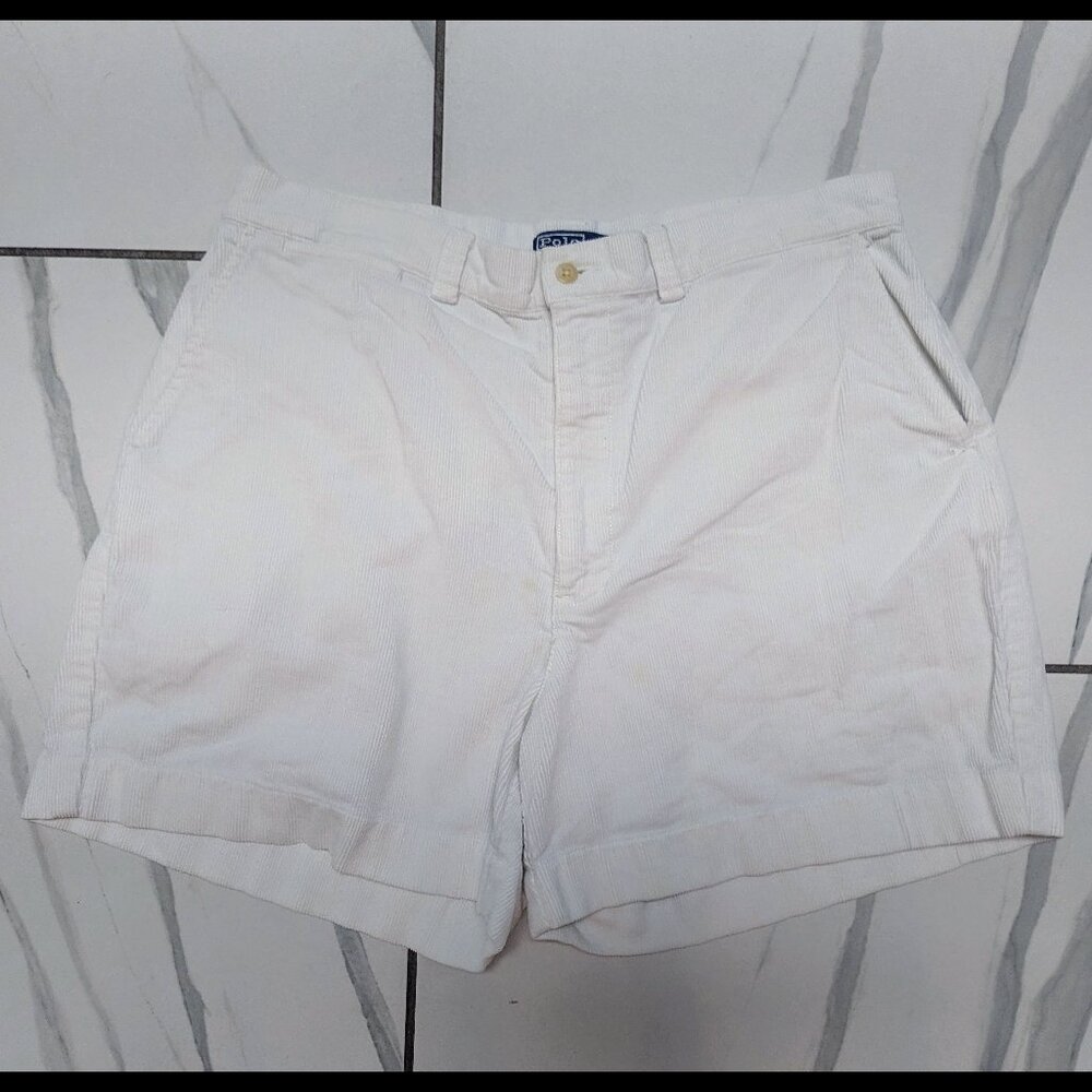 Vintage  Polo Ralph Lauren Corduroy Shorts Mens 35 White Cream